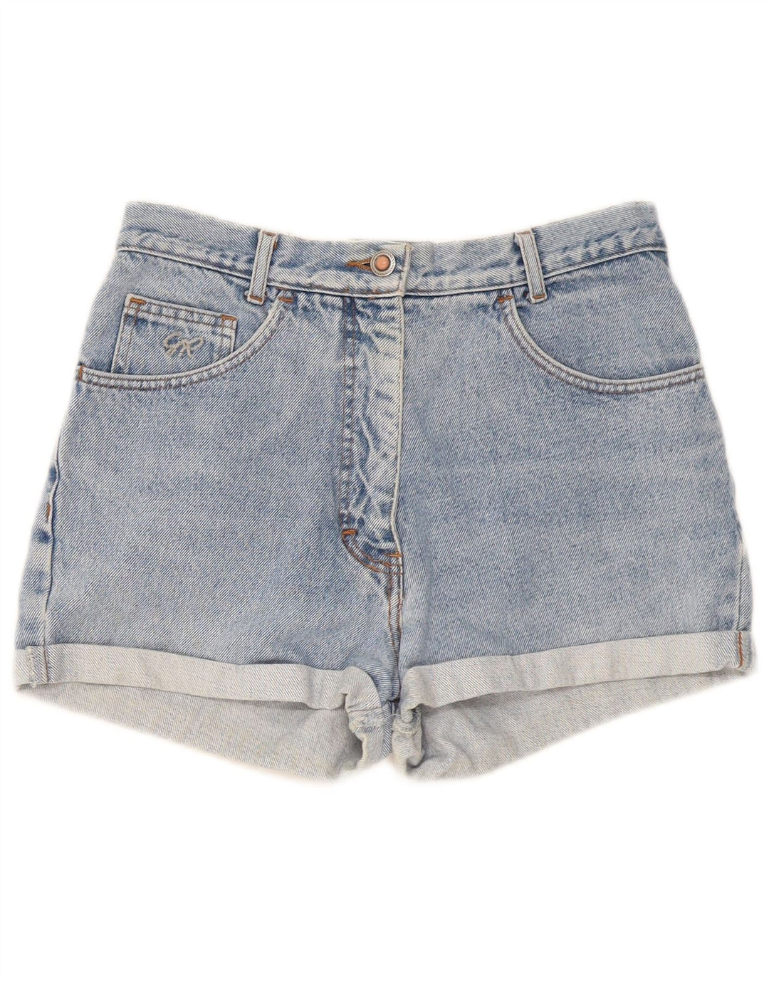 Pantaloni scurti din blugi vintage pentru femei W30, bumbac albastru mediu