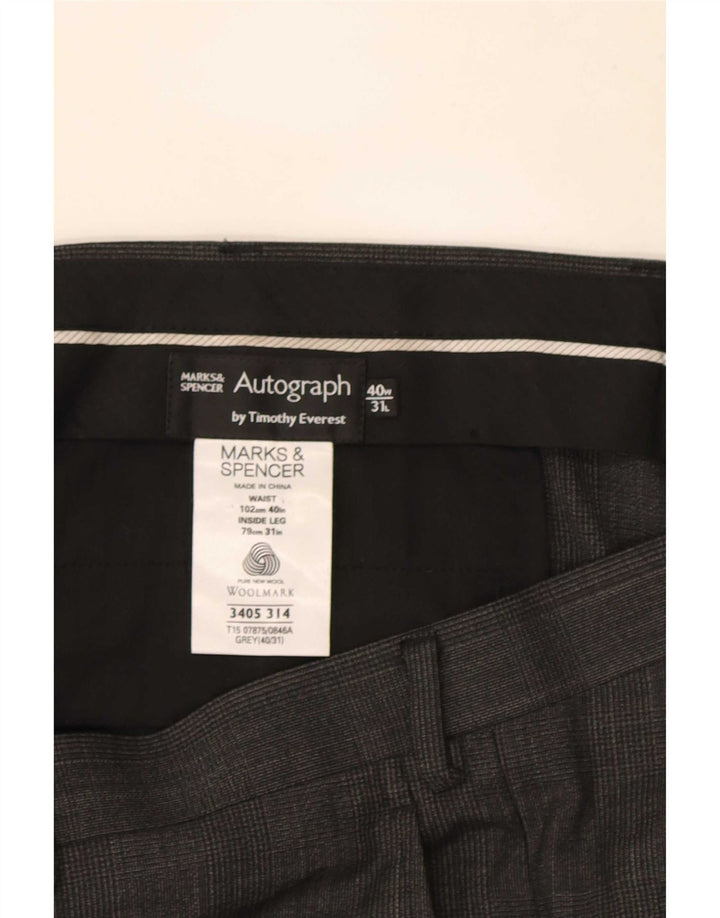 Marks & Spencer Pantaloni de costum drept bărbați cu autograf L40 L31, gri
