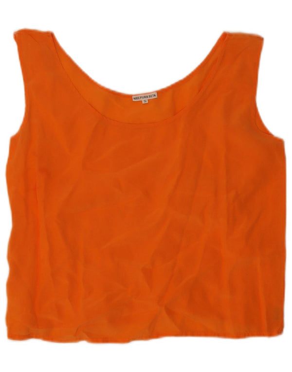 Bluză Crop fără mâneci Vintage pentru femei UK 10 Small Orange Silk