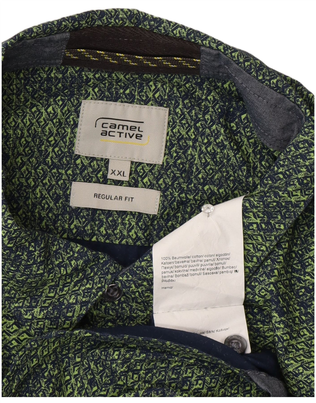 Cămașă Camel Active pentru bărbați, cu o formă regulată, 2XL, bumbac geometric verde