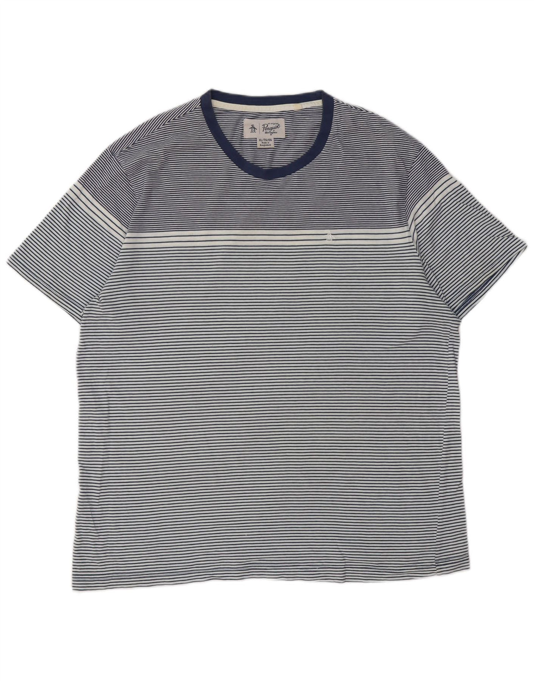 PENGUIN Tricou înalt pentru bărbați Top XL bleumarin, bumbac cu dungi