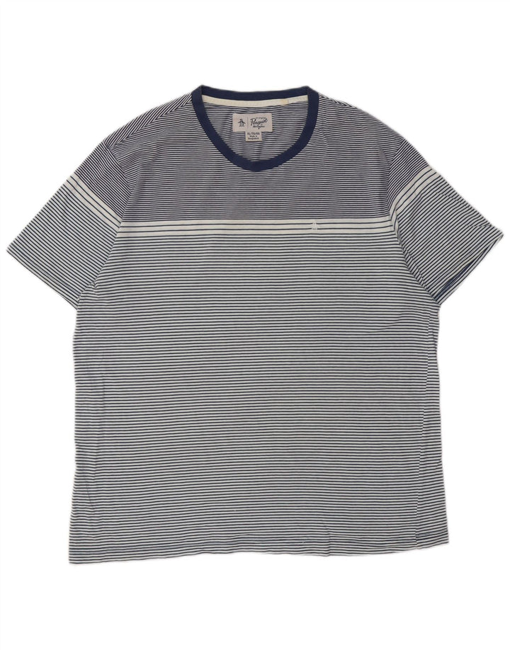 PENGUIN Tricou înalt pentru bărbați Top XL bleumarin, bumbac cu dungi