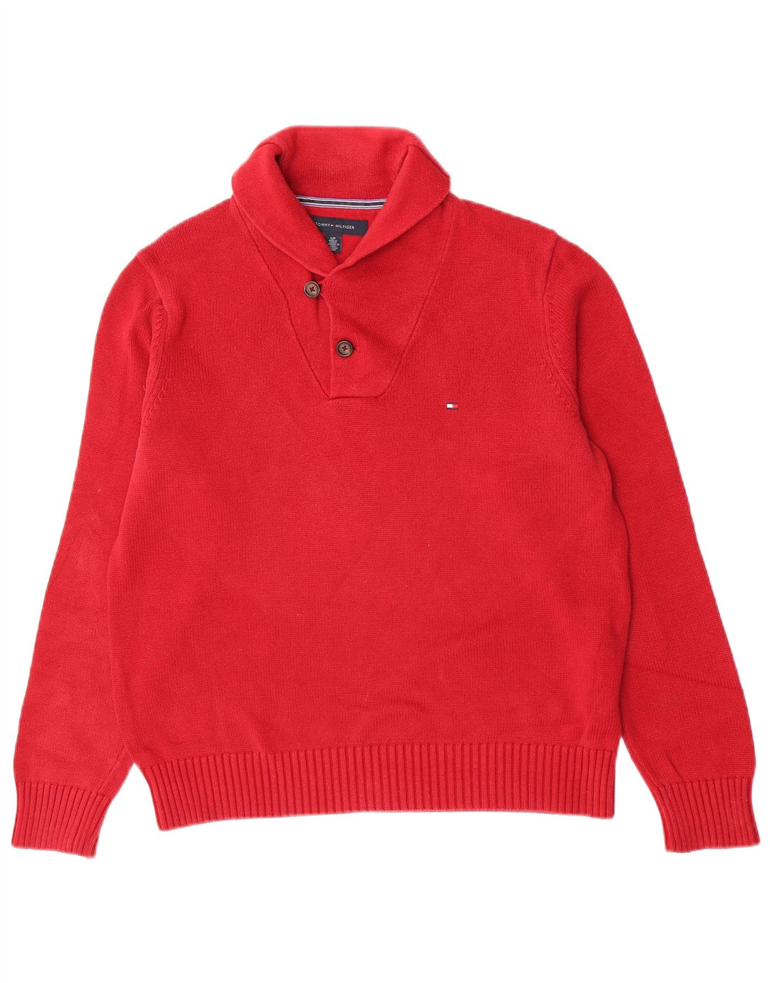 Pulover pentru bărbați Tommy Hilfiger cu gât șal, bumbac roșu mic