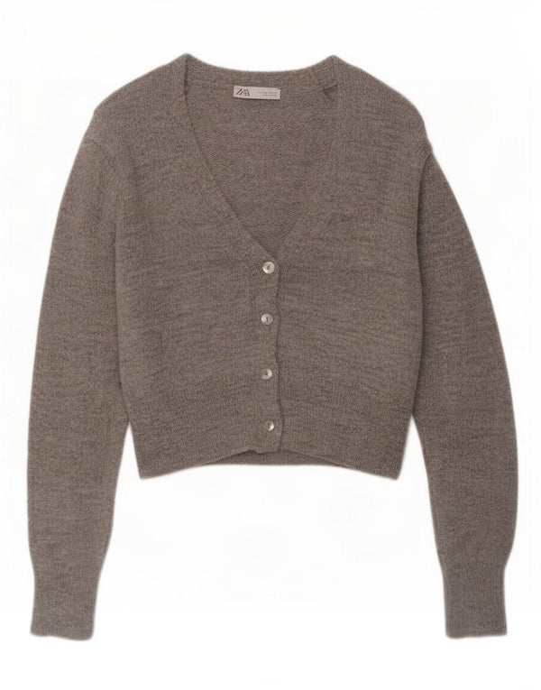Pulover cardigan pentru femei Zara UK 14 Medium Gri Acrilic