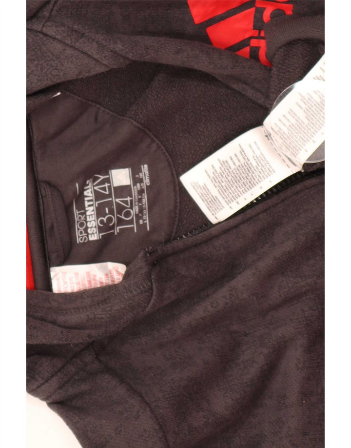 Adidas Băieți Graphic Zip Hoodie Pulover 13-14 Ani Gri Poliester