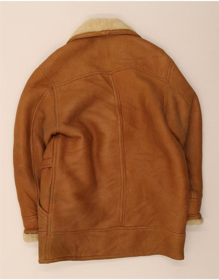Palton vintage bărbătesc din shearling IT 50 mare maro