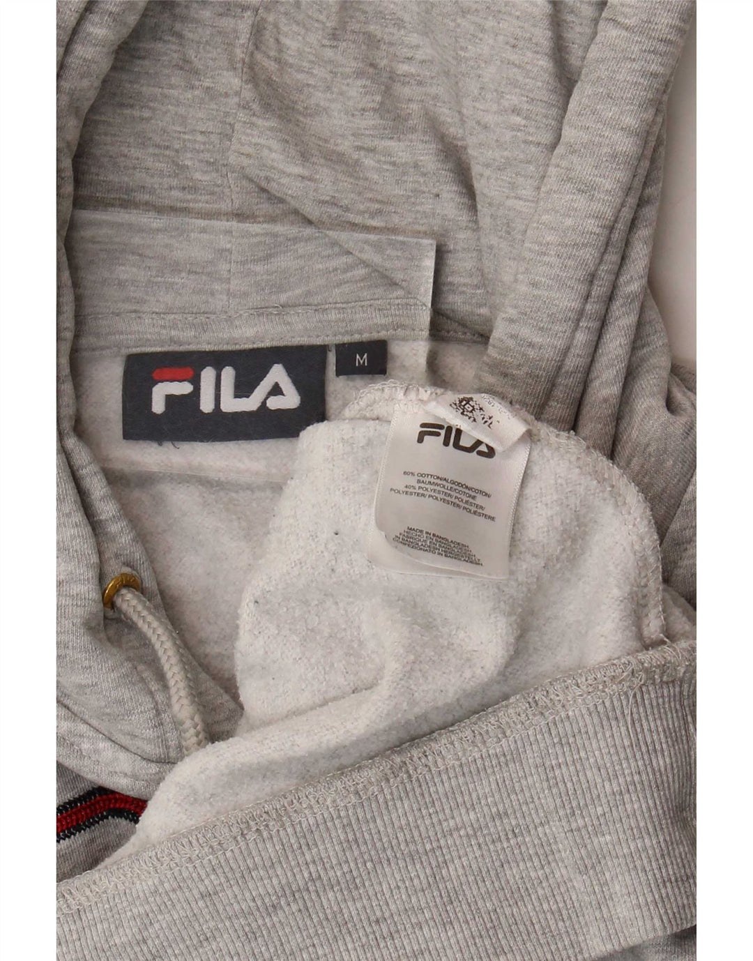 Pulover Fila pentru bărbați cu capota, gri mediu, bumbac