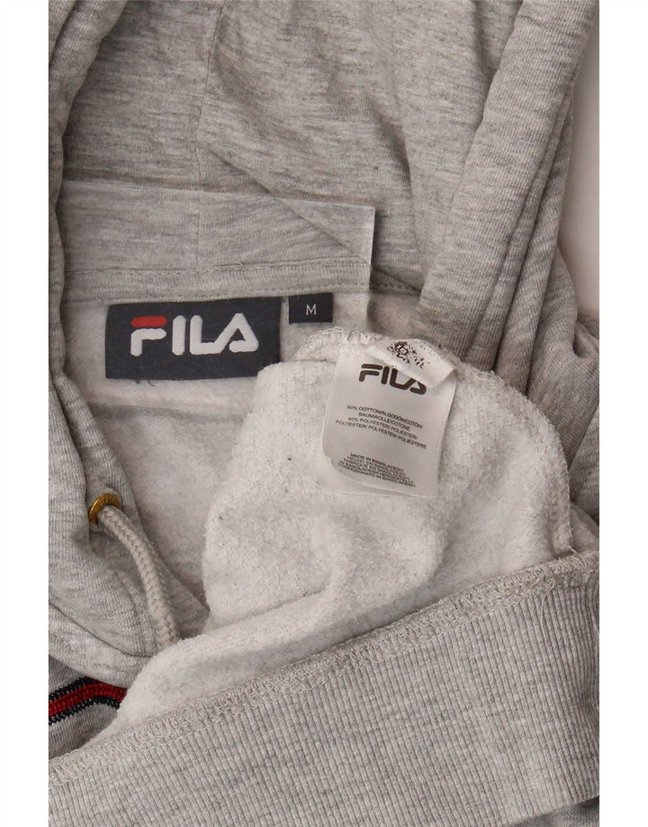 Pulover Fila pentru bărbați cu capota, gri mediu, bumbac