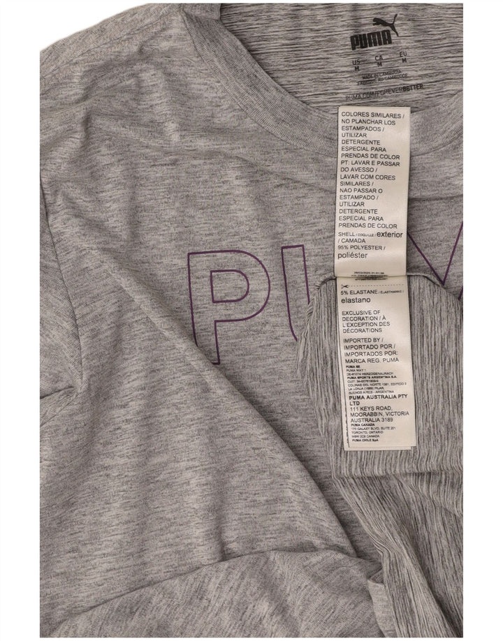 Tricou cu mânecă lungă pentru femei PUMA, cu grafică, UK 14, poliester cu pături gri mediu