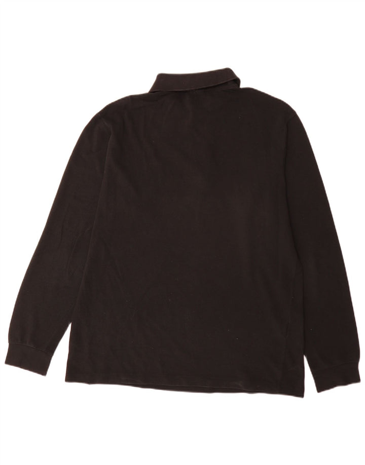 Tricou polo Lacoste pentru bărbați, cu mânecă lungă, cu formă normală, mărimea 4, bumbac mediu negru