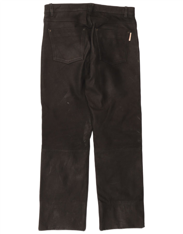 Pantaloni din piele pentru bărbați Fuente W37 L31 din piele neagră