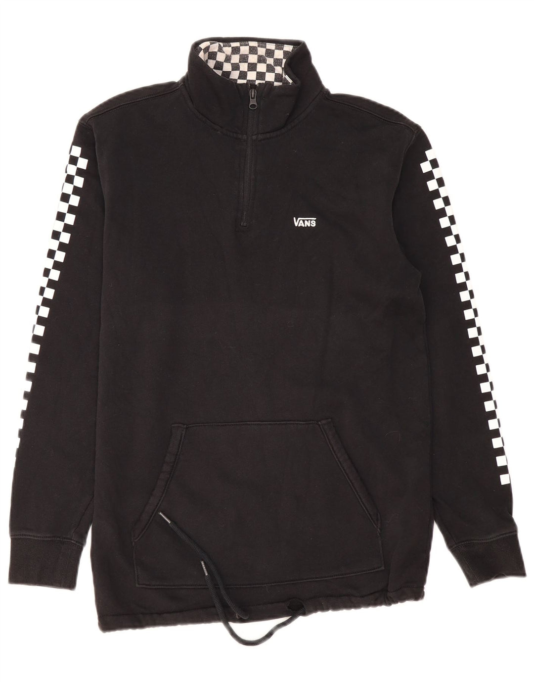 Hanorac pentru bărbați Vans, cu fermoar, cu gât, din bumbac geometric mic, negru