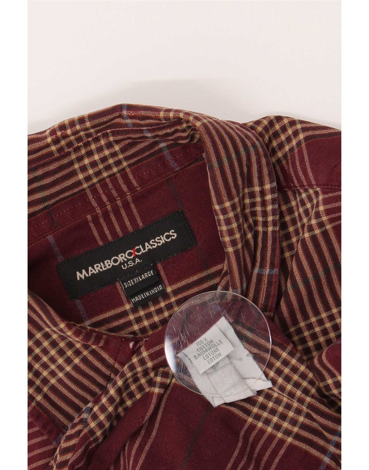 Cămașă pentru bărbați Marlboro Classics 2XL burgundy Check Bumbac