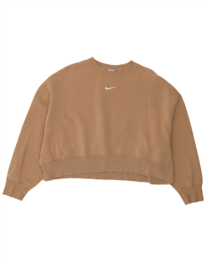 Pulover supradimensionat pentru femei Nike UK 14, bumbac maro mediu