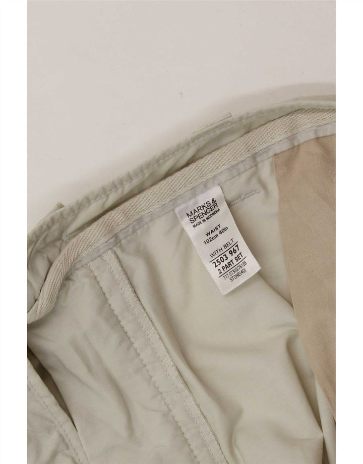 Pantaloni scurți cargo pentru bărbați Marks & Spencer W40 XL bumbac bej
