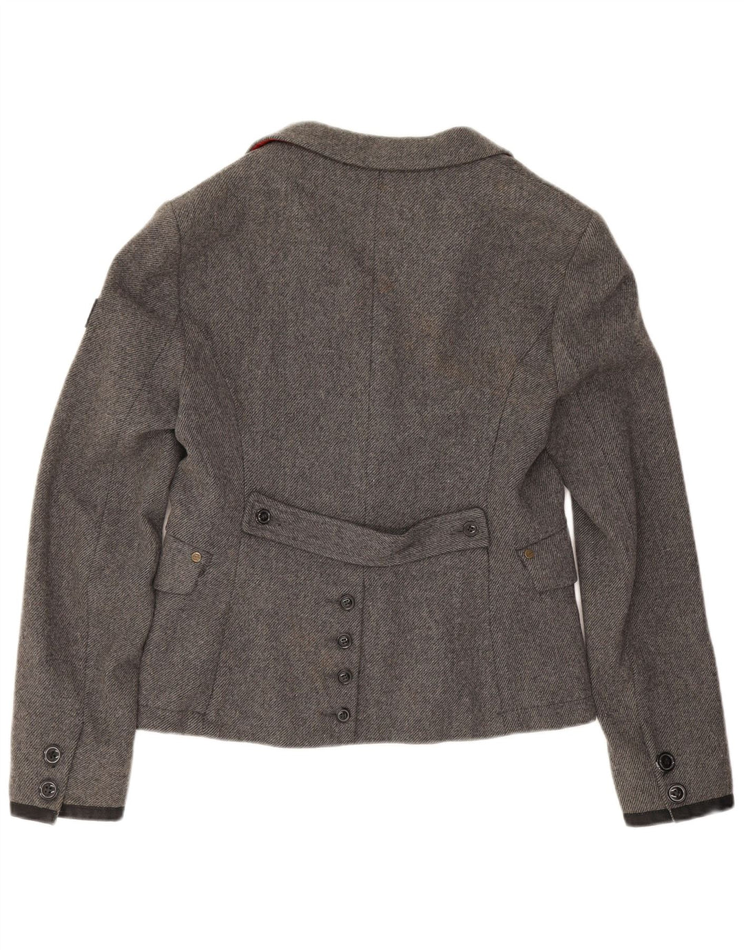 Blazer Superdry pentru femei cu 2 nasturi, UK 14, lână mare, gri