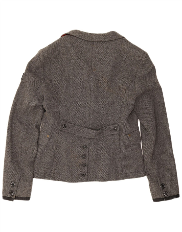 Blazer Superdry pentru femei cu 2 nasturi, UK 14, lână mare, gri