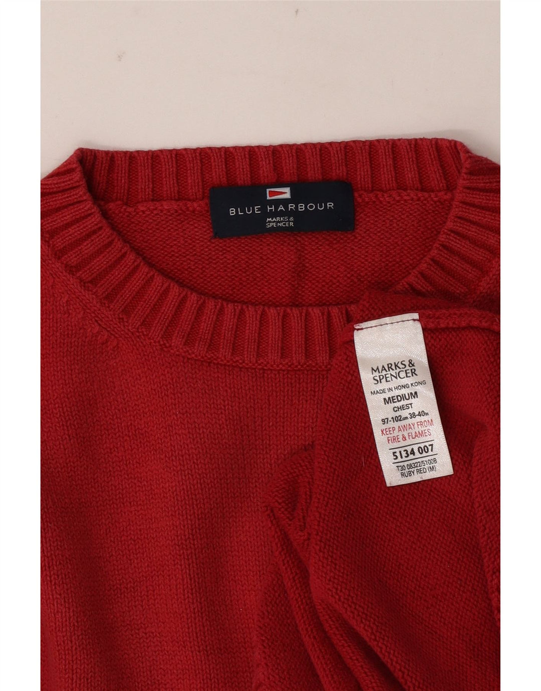 Pulover Marks & Spencer pentru bărbați, Blue Harbour, cu gât crew, roșu mediu