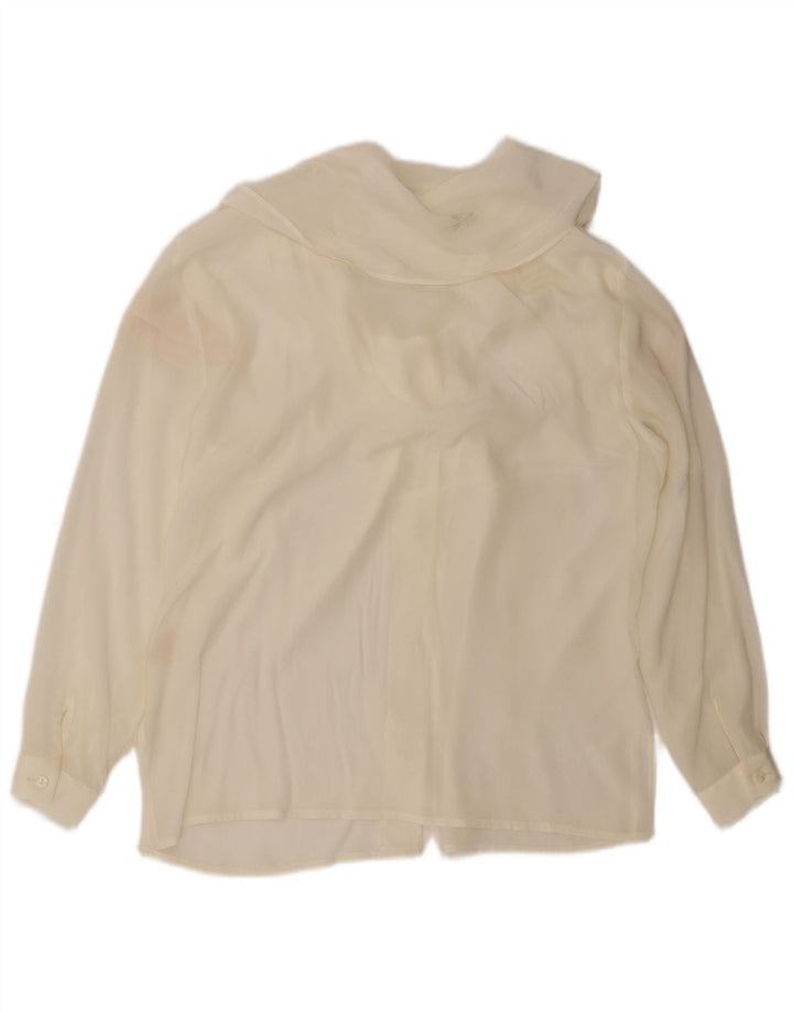 Bluză cămașă cu cravată în față pentru femei Lebole IT 44 Mătase albă medie