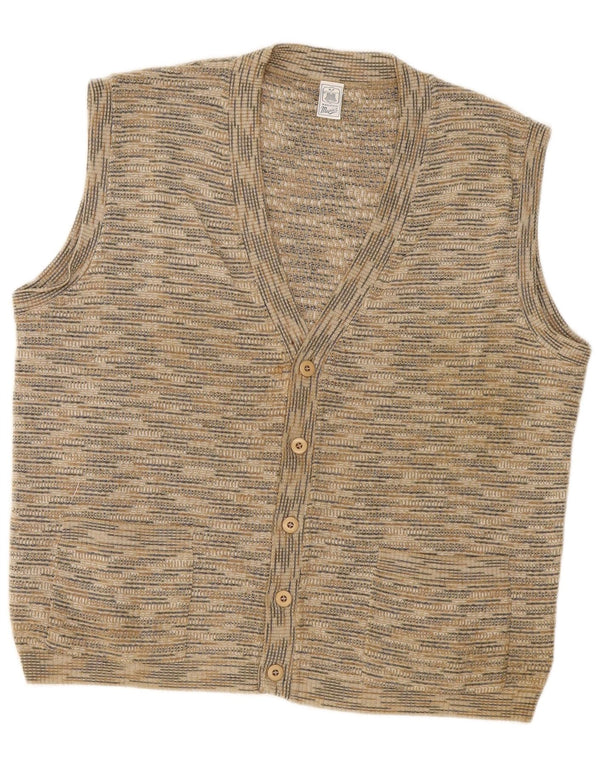 Pulover cardigan fără mâneci pentru bărbați Mapier, bumbac cu pete, bej mediu