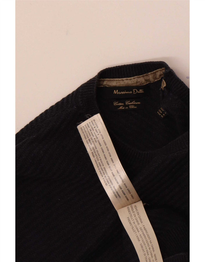 Pulover Massimo Dutti pentru bărbați, cu gât crew, bumbac mediu albastru bleumarin