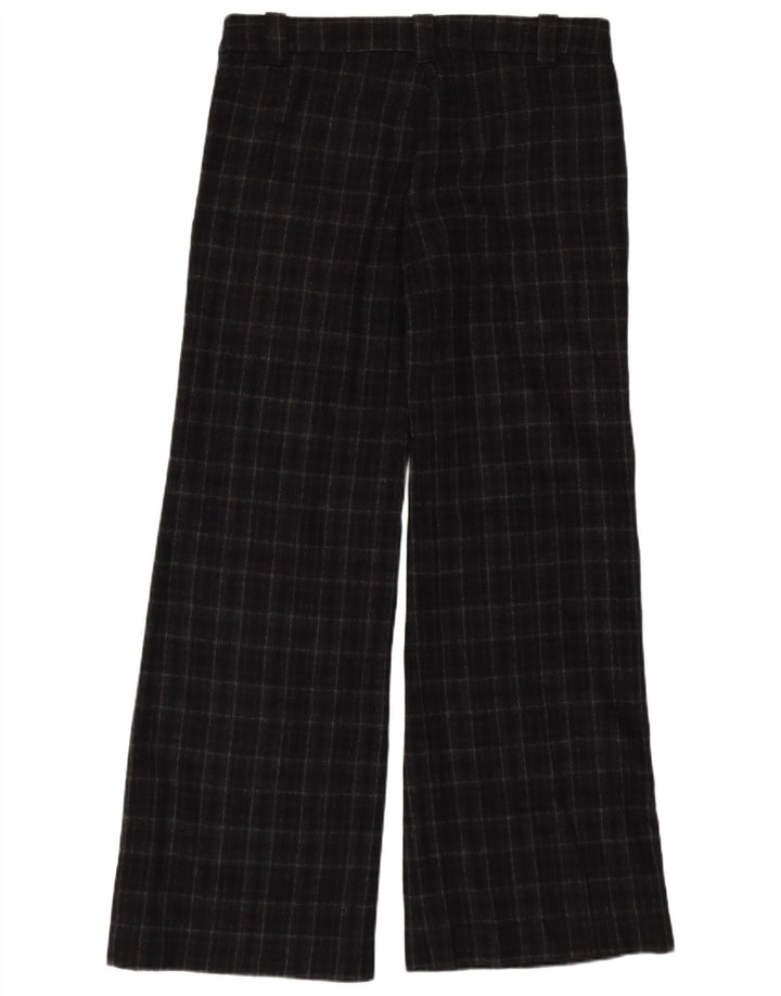 Pantaloni casual pentru femei Miss Sixty cu picioare largi W28 L32 Lână neagră cu carouri