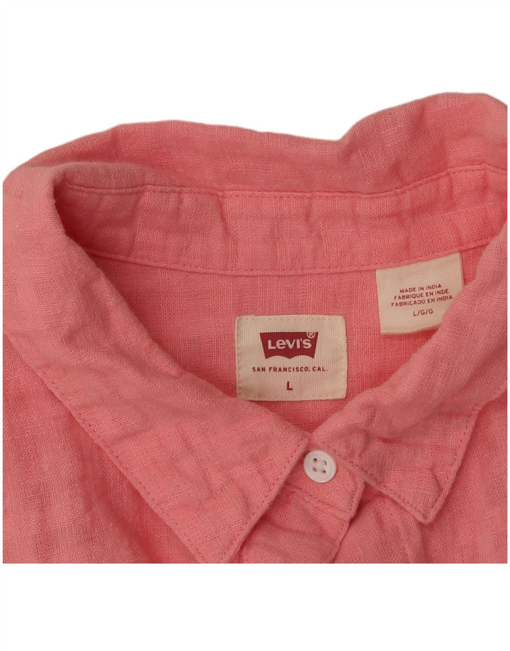 Cămașă supradimensionată cu mânecă scurtă Levi's pentru femei UK 16, în carouri mari, roz