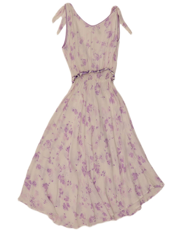 Rochie maxi transparentă, fără mâneci, vintage pentru femei UK 12 Medium White Floral