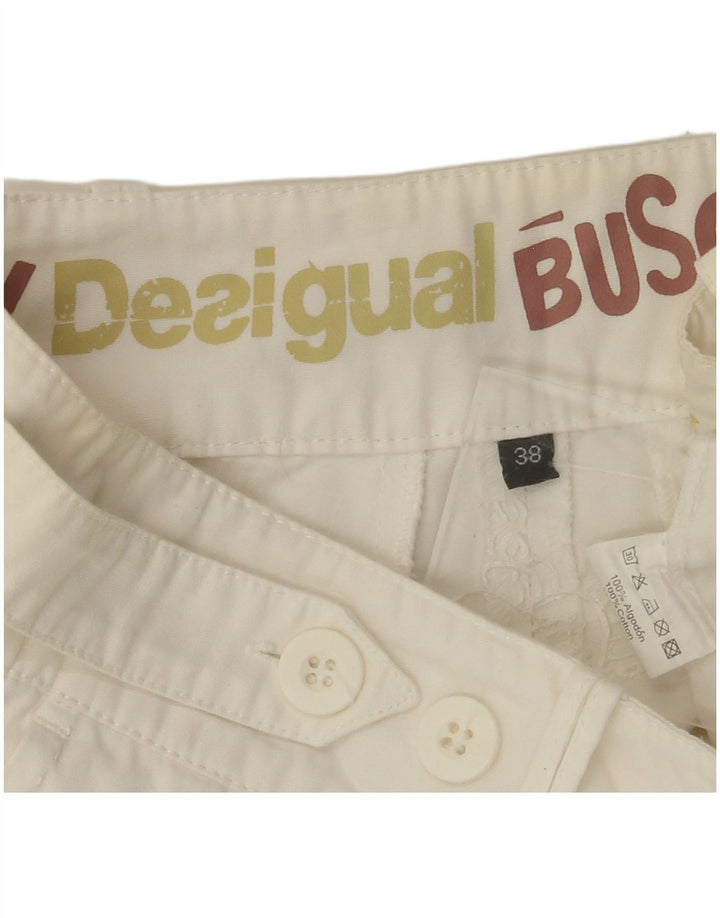 DESIGUAL Pantaloni chino drepți pentru femei EU 38 Medium L30 L28 Bumbac alb