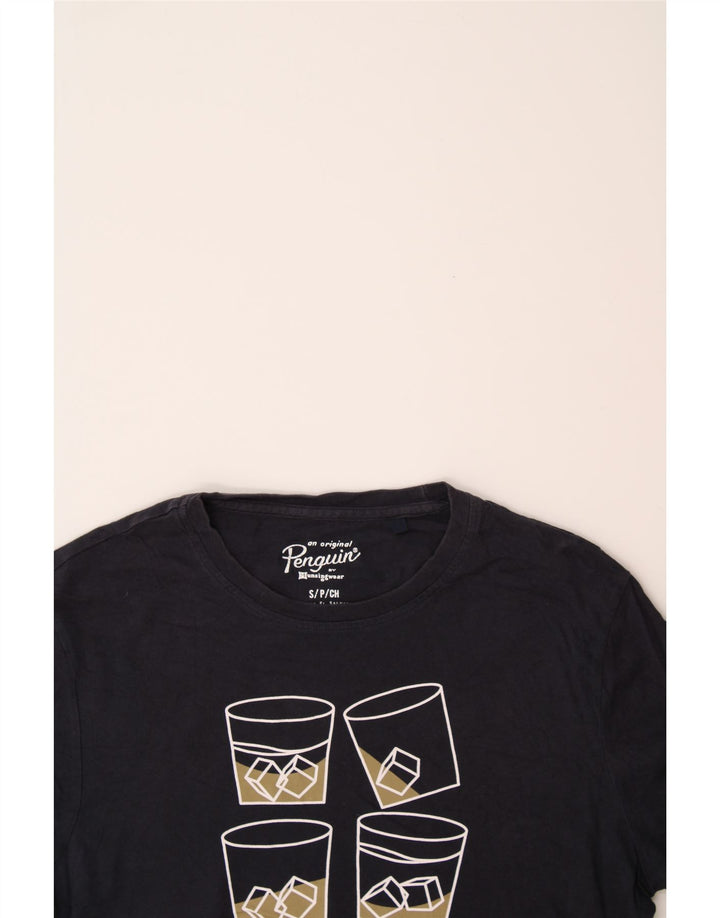 PENGUIN Mens Graphic T-Shirt Top Small Navy Blue Cotton Vintage Penguin and Second-Hand Penguin from Messina Hembry 