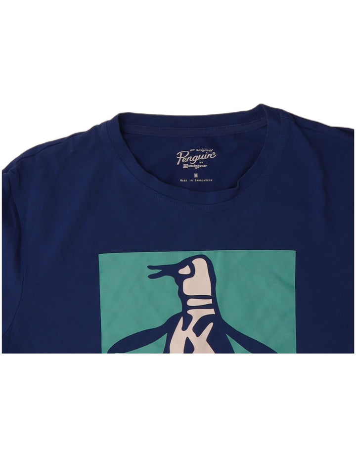 Tricou grafic pentru bărbați PENGUIN Top din bumbac albastru mediu