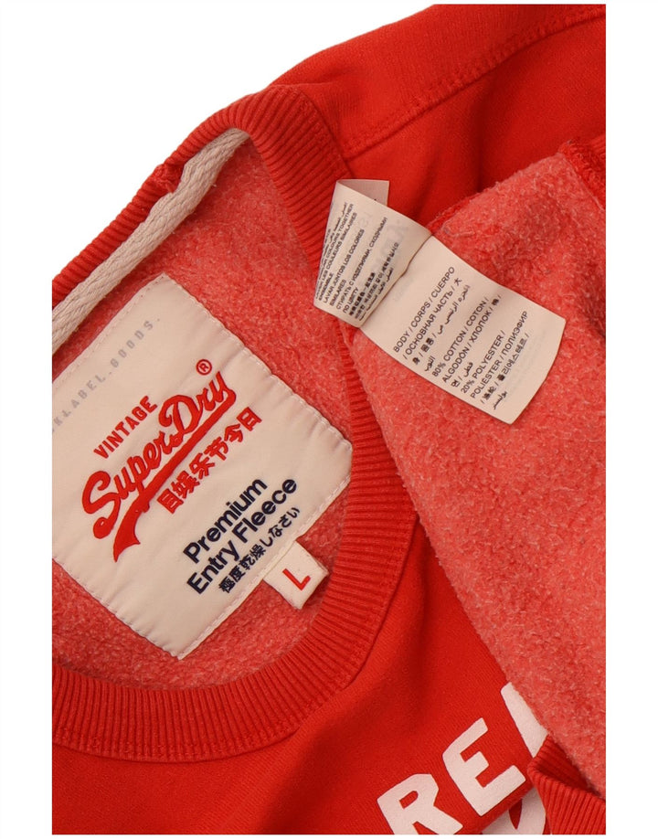 SUPERDRY Hanorac grafic pentru bărbați Pulover mare, roșu, bumbac