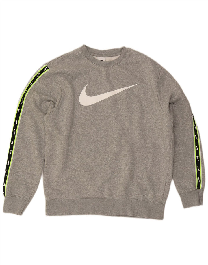 Pulover grafic pentru bărbați NIKE, bumbac, gri mediu