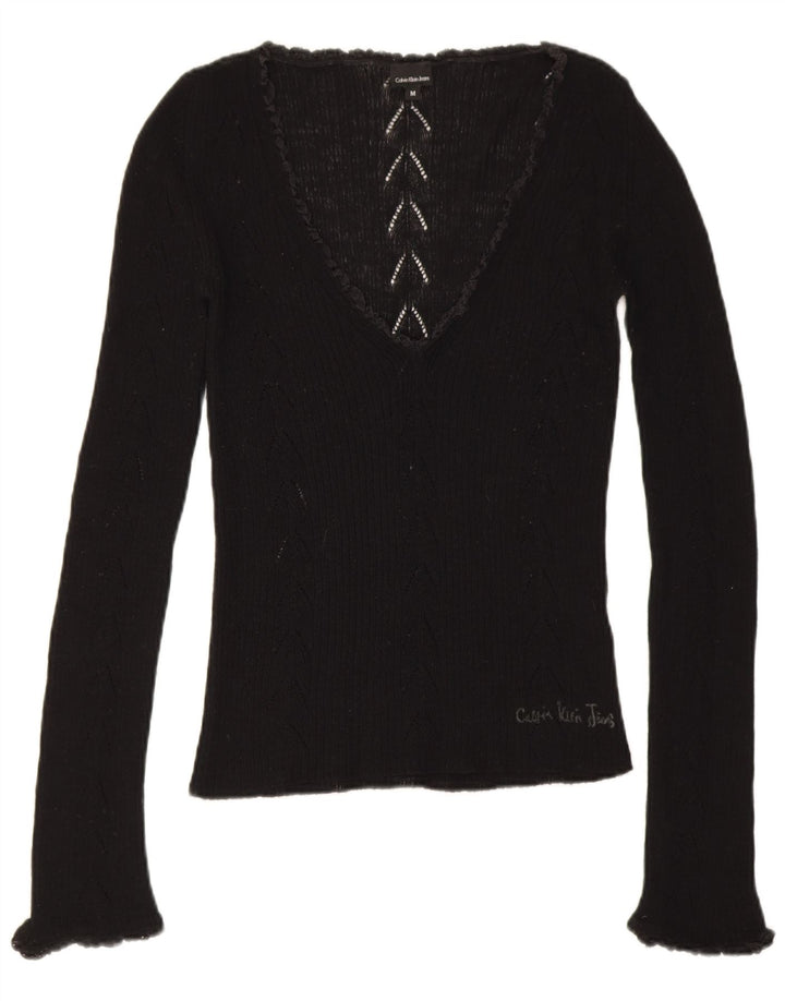 Calvin Klein Top grafic pentru femei cu mânecă lungă UK 12 Medium Black