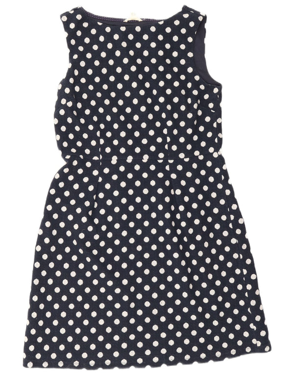 White Stuff Womens Sleeveless A-Line Dress UK 16 Large Navy Blue Polka Dot