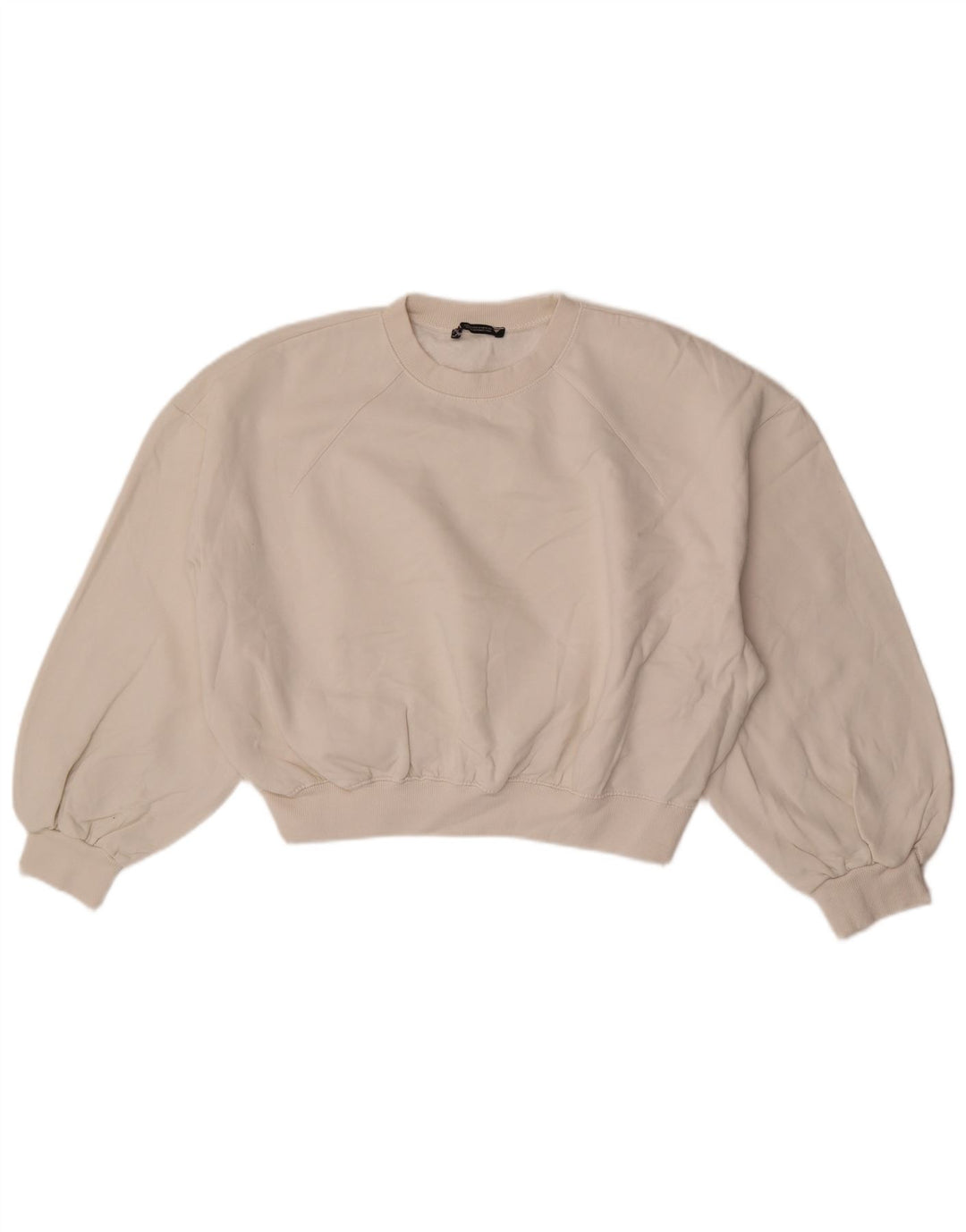 Pulover pentru femeie Zara oversize crop cu mâneci 3/4, UK 14, mediu alb