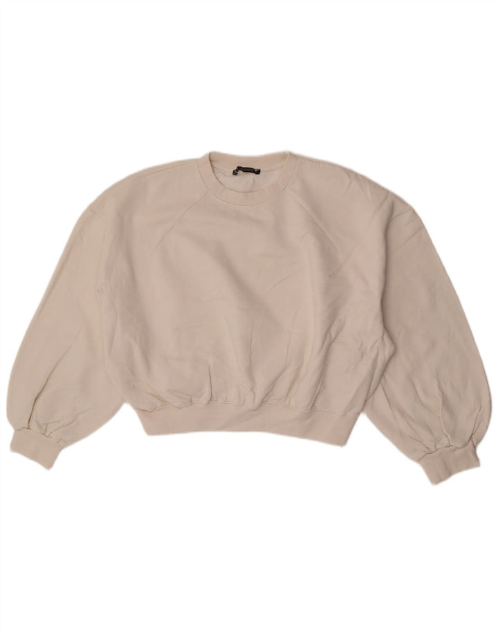 Pulover pentru femeie Zara oversize crop cu mâneci 3/4, UK 14, mediu alb