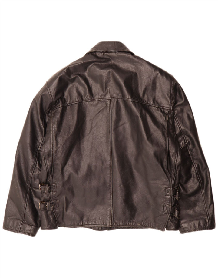Geaca de piele vintage pentru barbati IT 48 Medium Black