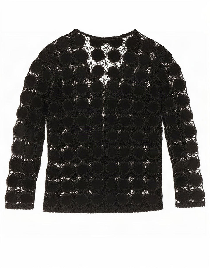 Cardigan Vintage pentru femei See Through Crochet Top UK 14 Medium Black