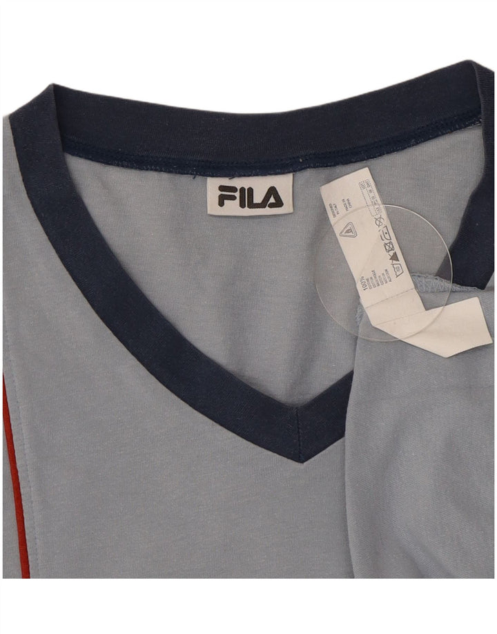 Top pentru bărbați Fila cu mânecă lungă, mic albastru, bumbac color bloc