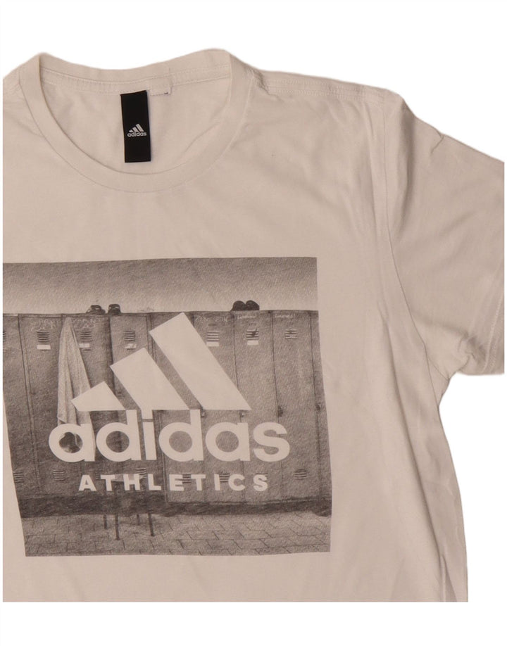 Tricou grafic pentru bărbați Adidas Top mic, alb, bumbac