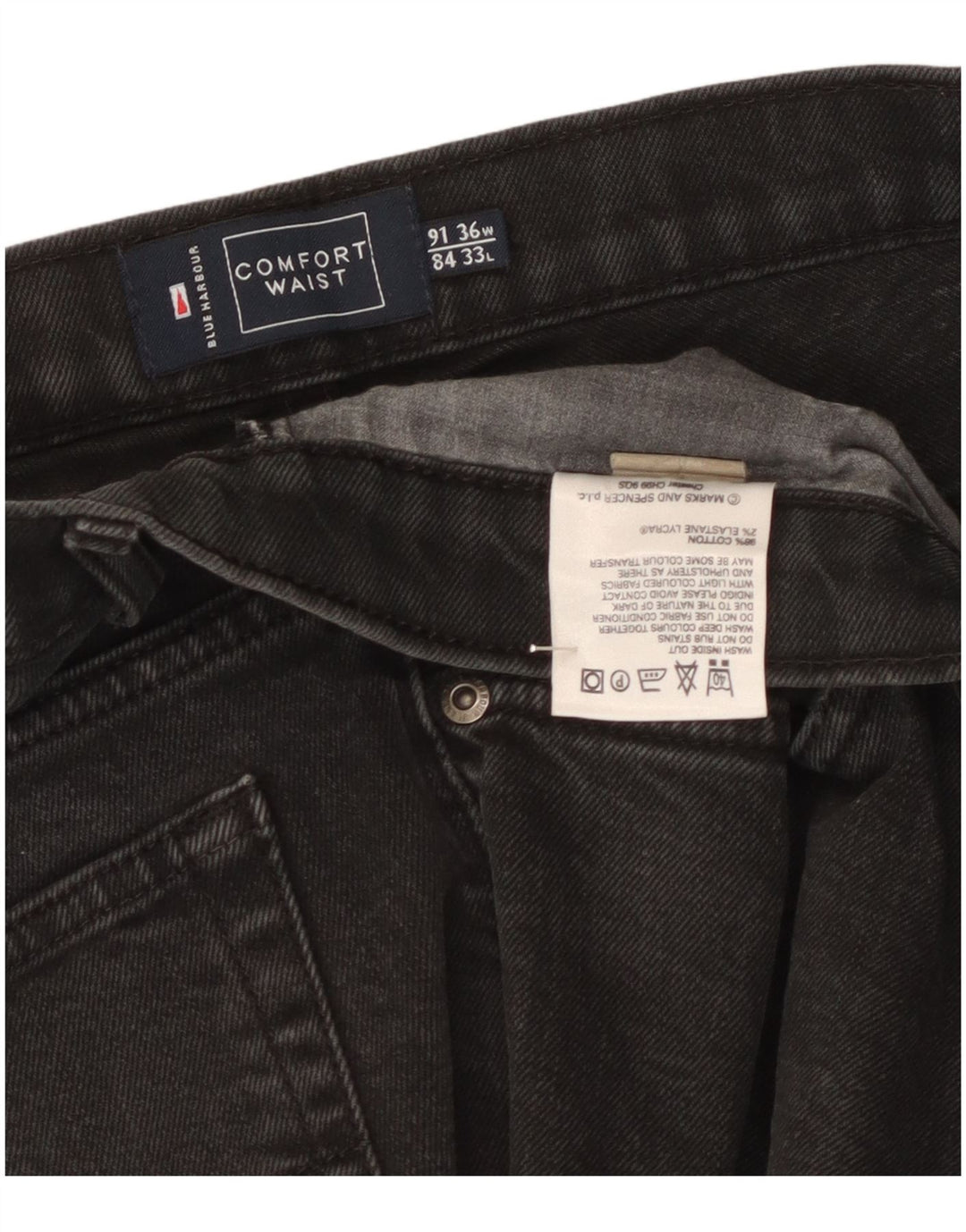 Marks & Spencer Mens Straight Jeans W36 L27 Black Cotton