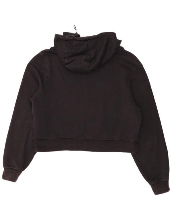 Pulover cu glugă cu grafic crop pentru femei Ellesse UK 14, mare, negru, bumbac