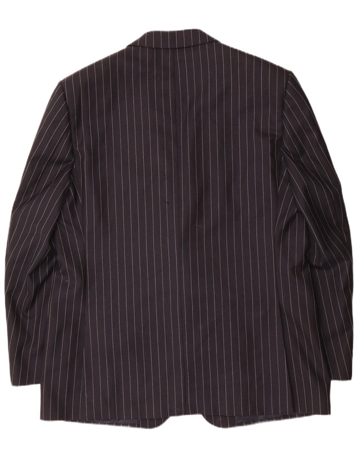 Jachetă pentru bărbați Aquascutum cu 2 nasturi Marea Britanie 48 3XL Lână cu dungi albastru bleumarin