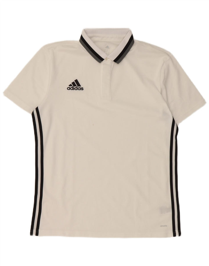 Tricou polo Adidas Climalite pentru bărbați, mare, alb, poliester