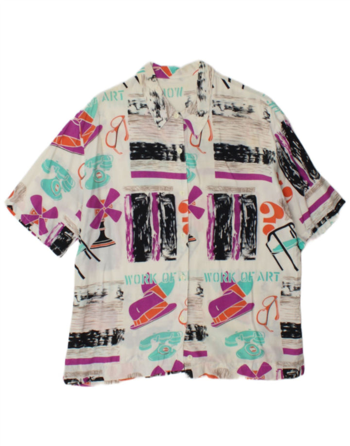 Cămașă cu grafică vintage pentru femei UK 14 mare, multicoloră, mozaic