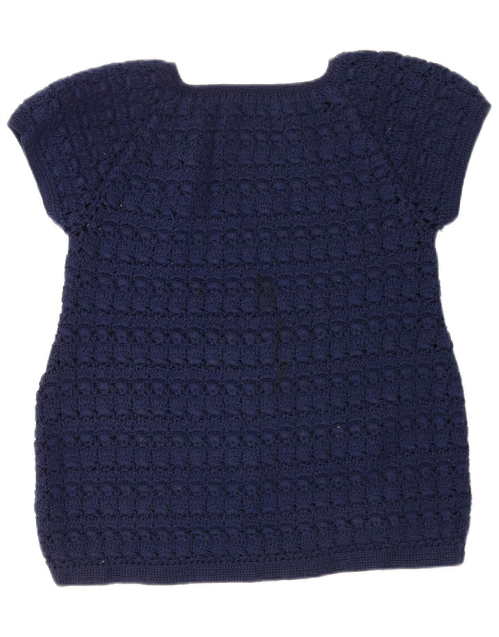 Bluză din tricot vintage pentru femei UK 12 Medium Bleumarin