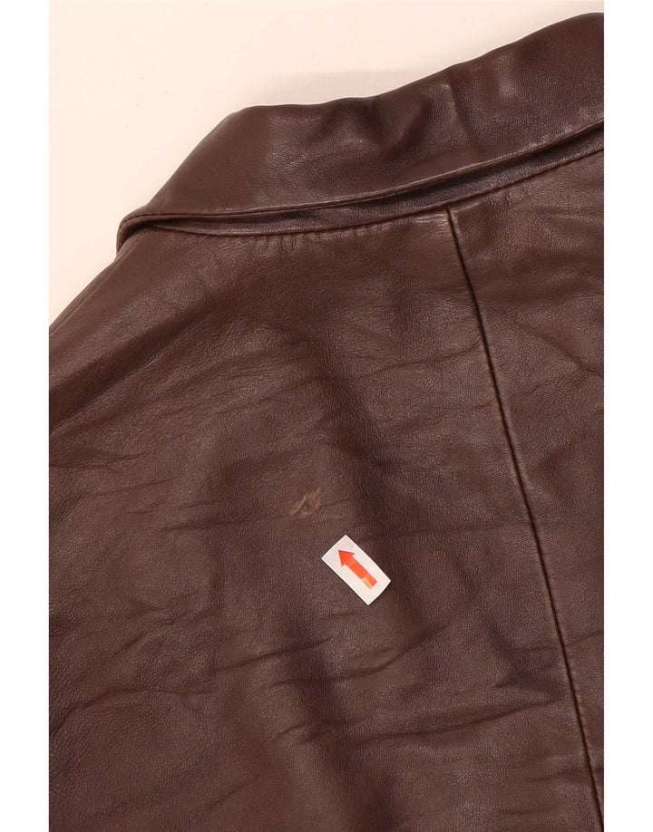 Jachetă pentru femei Evolution din piele cu 3 nasturi IT 48 XL Maro Colorblock