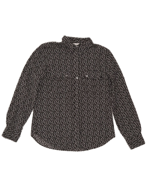 Bluză cămașă cu grafică Calvin Klein pentru femei UK 10 Small Black Designer