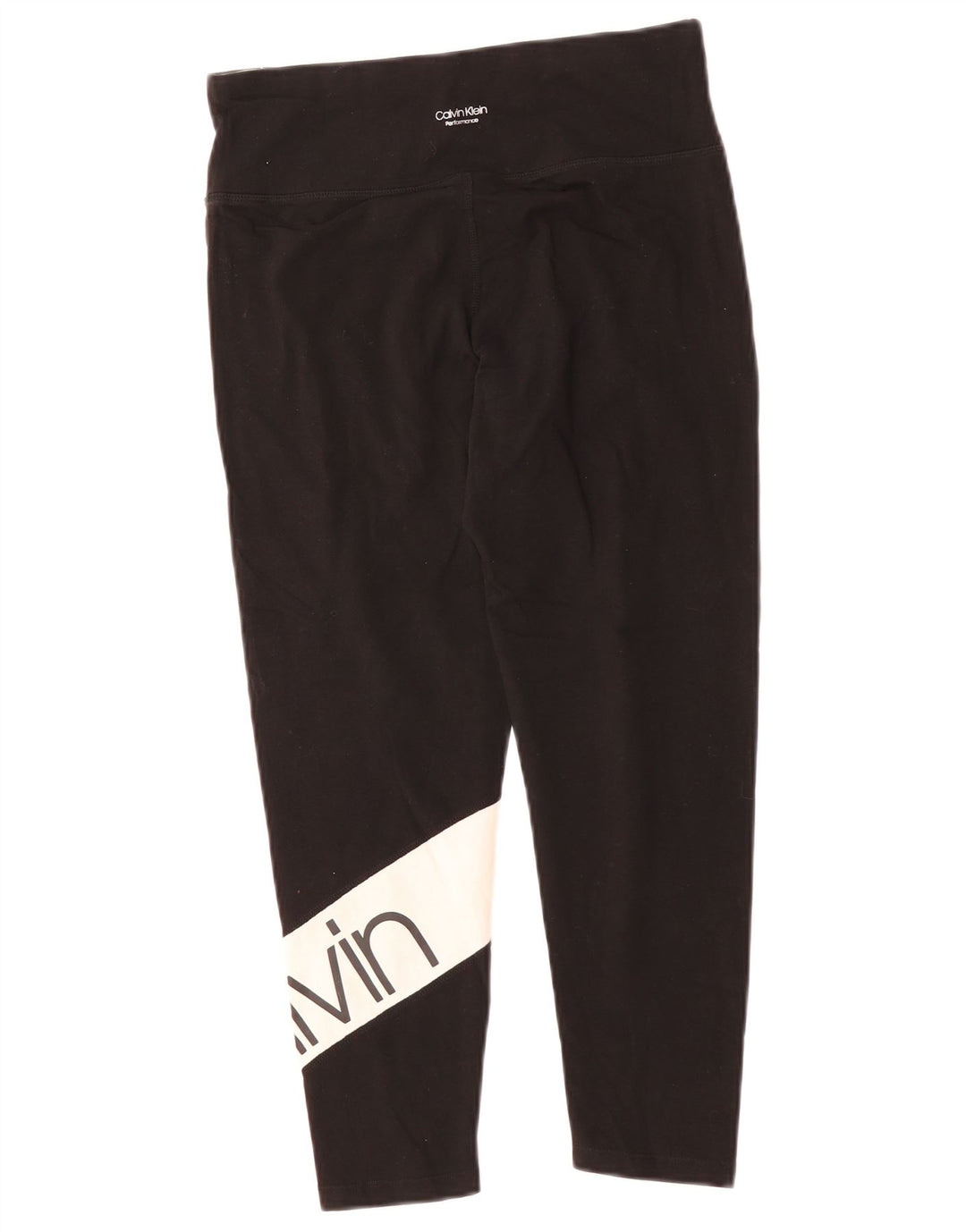 CALVIN KLEIN Leggings grafic Capri pentru femei UK 14, mare, negru, bloc de culoare